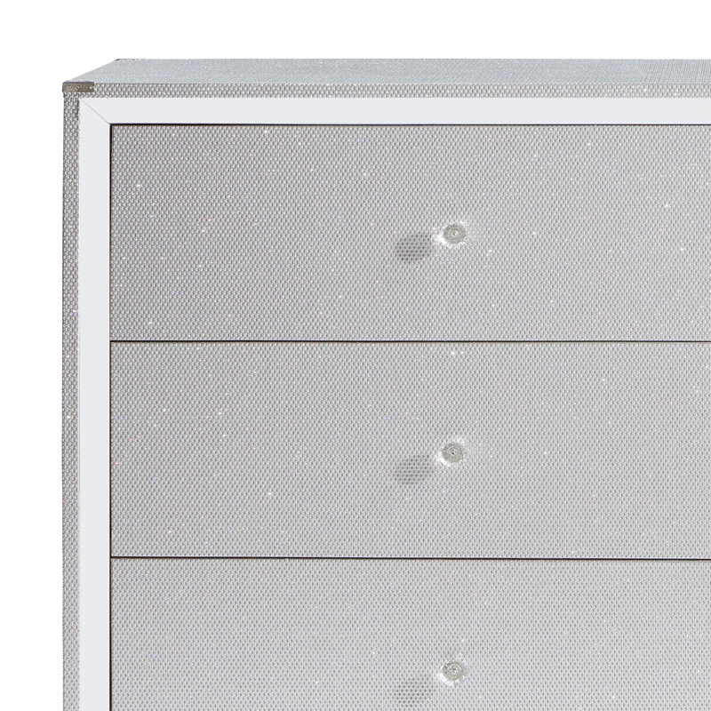 Commode argentée à 6 tiroirs Caree