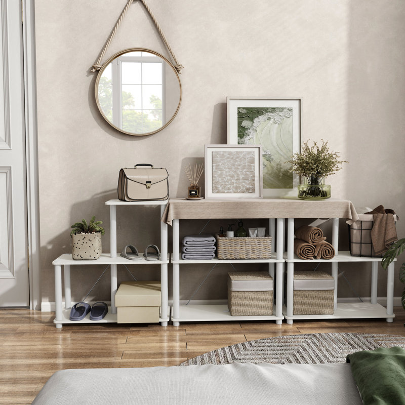 Terzenbach Open Display Compartment Ladder Storage Shelving, (3 Shelves) 30.11"H x 27.55"W x 12"D, White