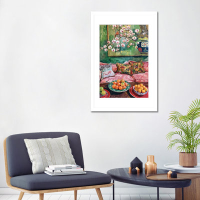 Sian Living Room With Green Walls - Reproduction d'art mural - Papier d'art encadré