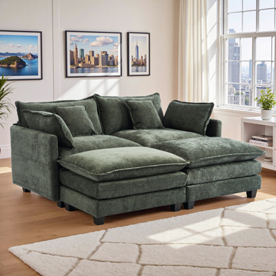 Canapé-lit modulaire en chenille | Canapé modulaire convertible Cloud Style, tissu doux, mobilier de salon moderne