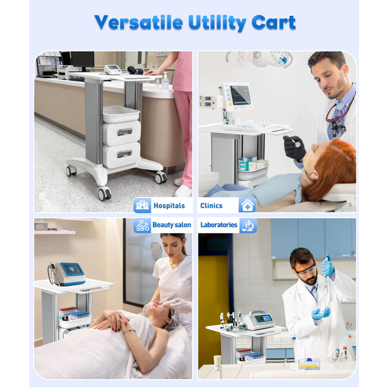 27.5'' H x 17.7''Utility Cart(Grey&White), 2 Drawers/Grey&White