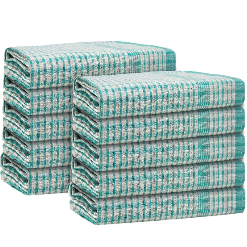 Cotton Stripe Jacquard Tea Towel Kitchen Towel, Green