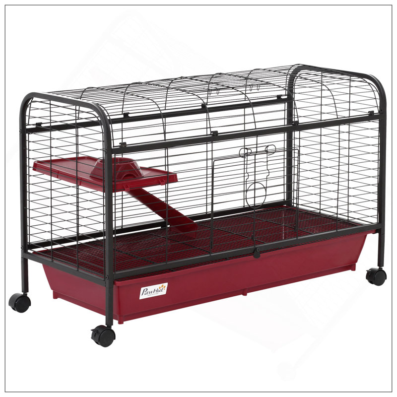 Cage à petits niveaux 41L avec mangeoire, roulettes et accès facile pour les lapins et les furets