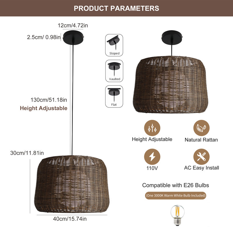 1 - Light Brown Dome Pendant