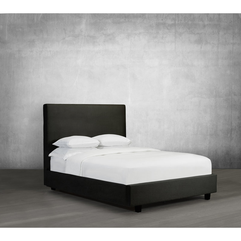 Lit plateforme en tissu d’ameublement, Noir, Très grand