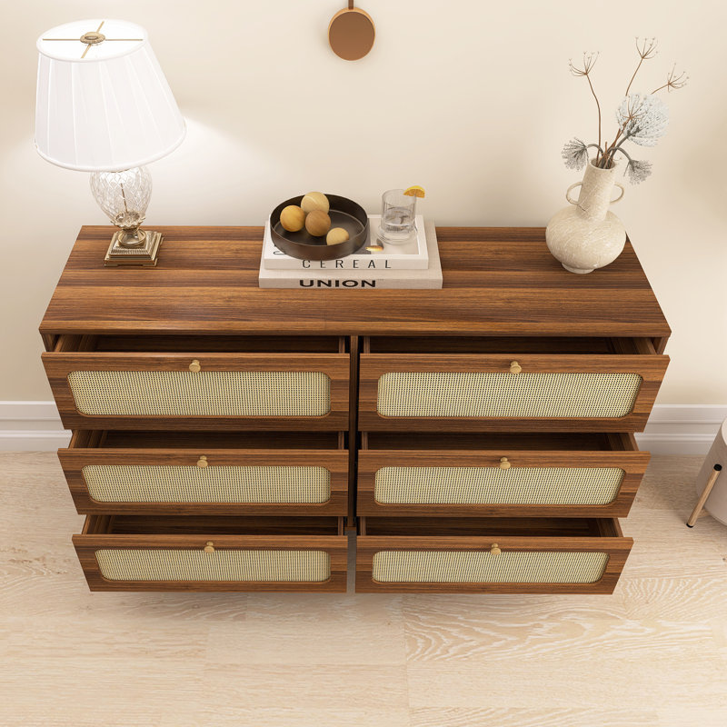 Commode de rangement à 6 tiroirs Chemere, Noyer