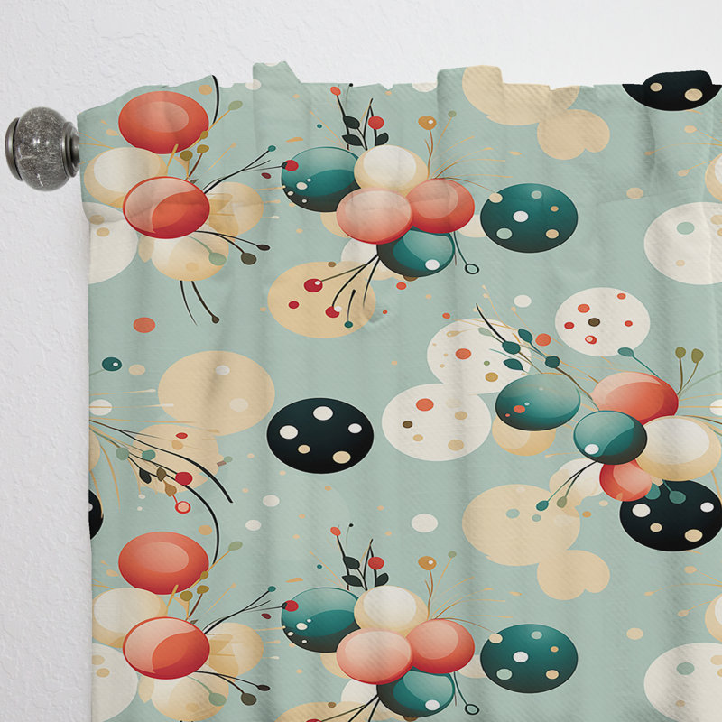 Coral and Blue Elegant Polka Dots Bliss - Rideau abstrait - Rideau obscurcissant - 1 panneau, L 52 po x L 95 po