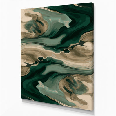 Abstrait paysage 42, art mural sur toile verte