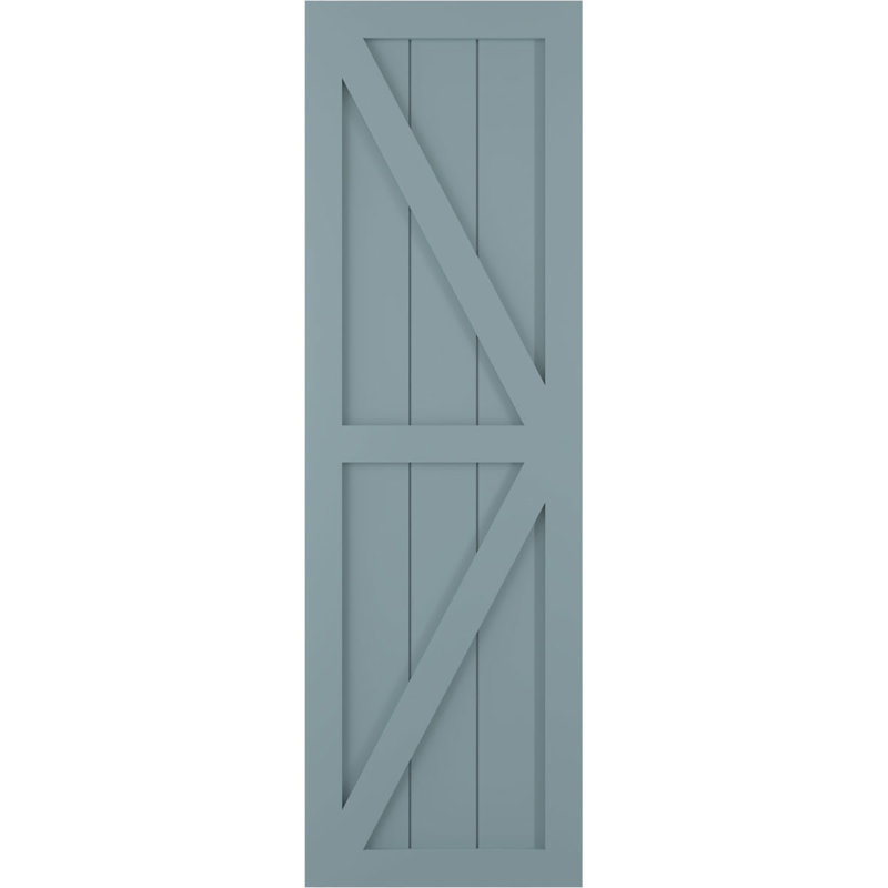 True Fit PVC deux panneaux de ferme à fixation fixe avec barre en Z, 12", Bleu paisible, 29"
