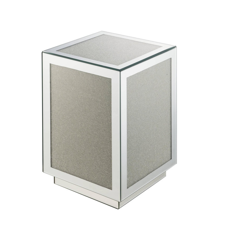 Dedman Glam Square Accent Table with Mirrored Inlay Top and Case-Frame