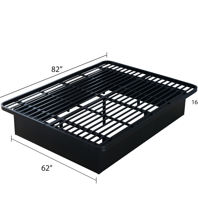 Metal Queen Bed, 16 Inch Height, Modern Design For Bedroom Appeal Heavy Duty Stable A Good Night's Rest In