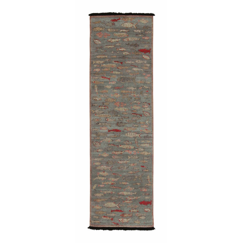 Burano Hand Knotted Wool Animal Print Area Rug, Runner 2'6" x 10'
