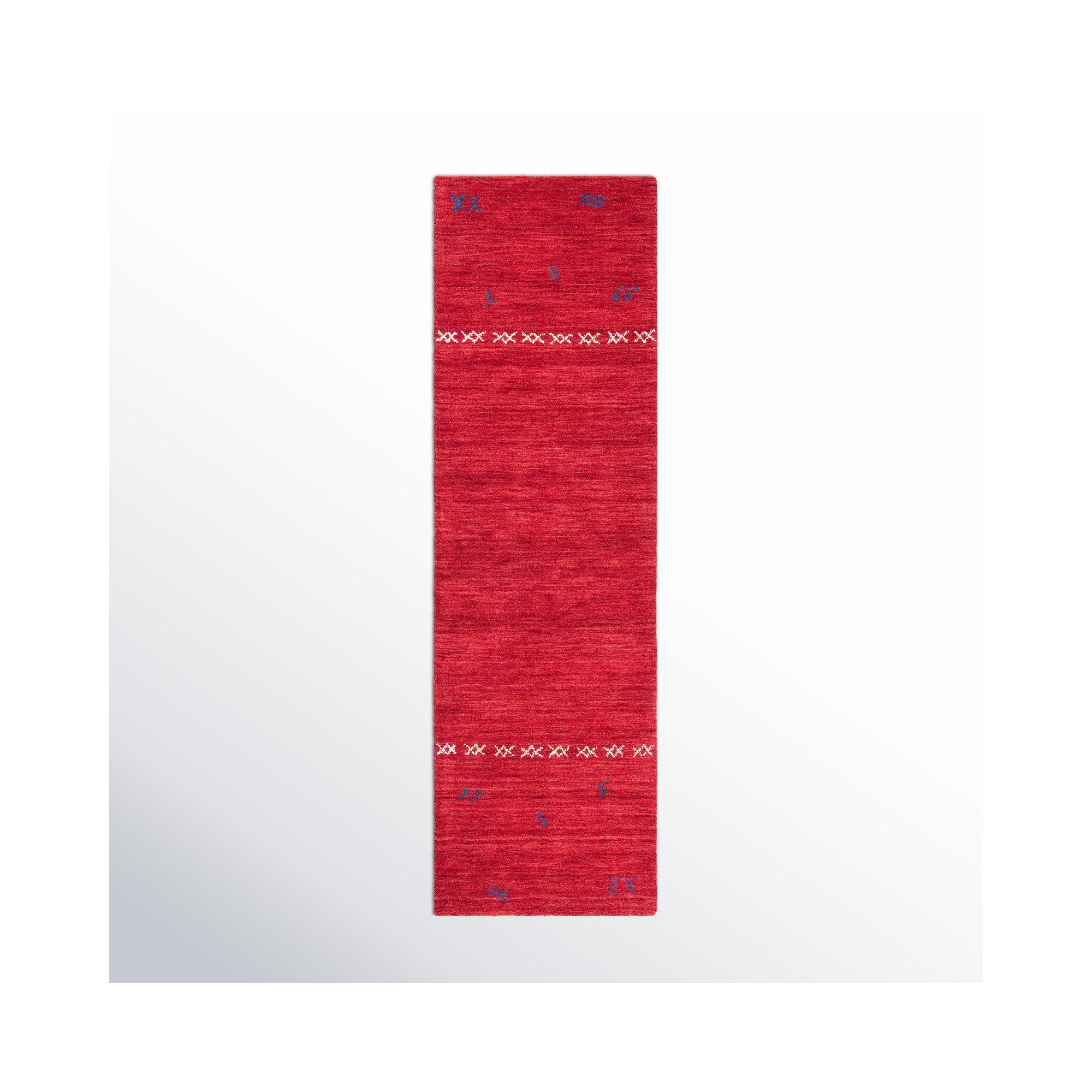 Santiago Handmade Wool Red Rug, Runner 2'3" x 8'