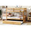 Lit superposé double en bois d'hévéa double avec lit gigogne simple, échelle et garde-corps, convertible en 2 lits doubles, naturel