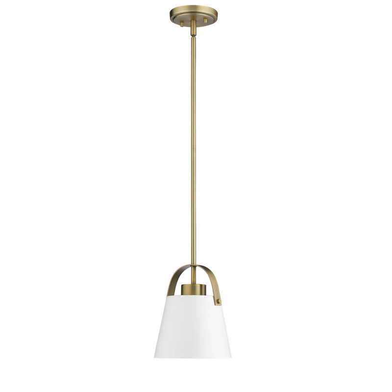 Chrisha 1 - Light Single Pendant, 9.5" H x 8" W x 8" D, Matte White, Heritage Brass