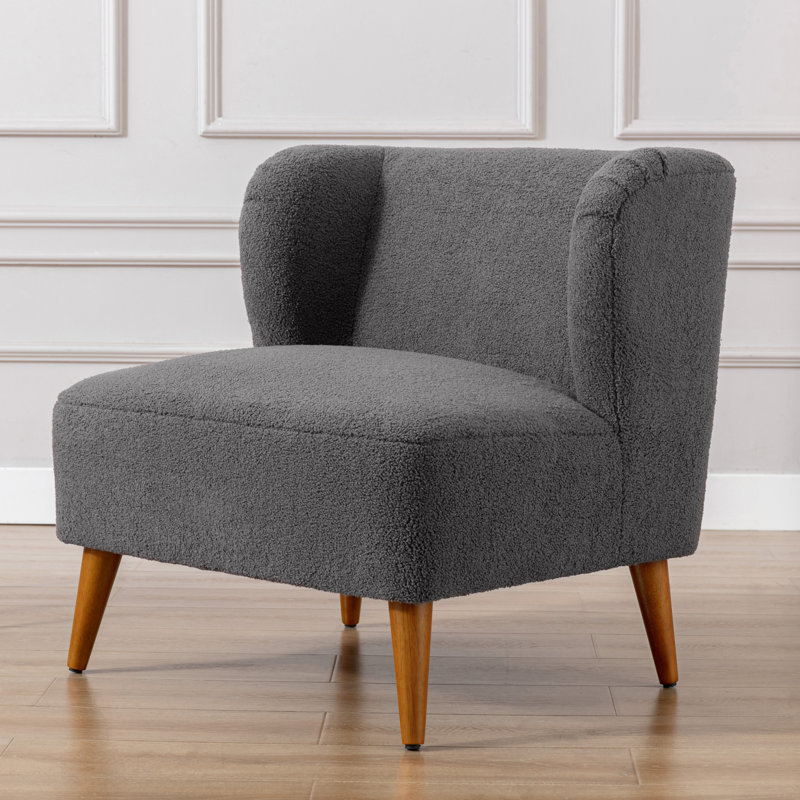 Armands Upholstered Slipper Chair, Charcoal Gray Boucle