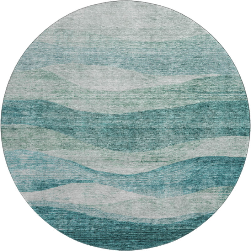 Premium Machine Washable Krause AMF1141 Swirls Rug, Round 8'