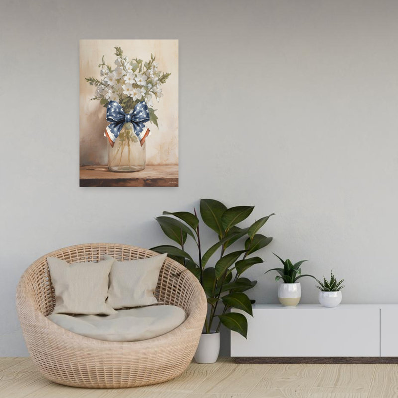Bouquet de pots patriotiques, art abstrait contemporain rustique, H 24 po x l 16 po