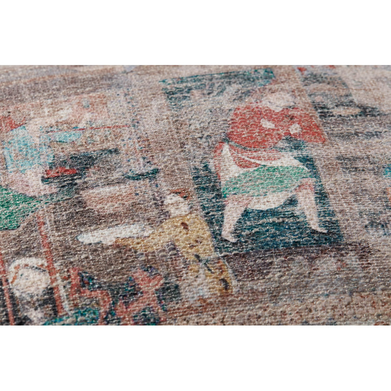 Brown and Multicolor 13" x 21" Kids Throw Pillow Cover