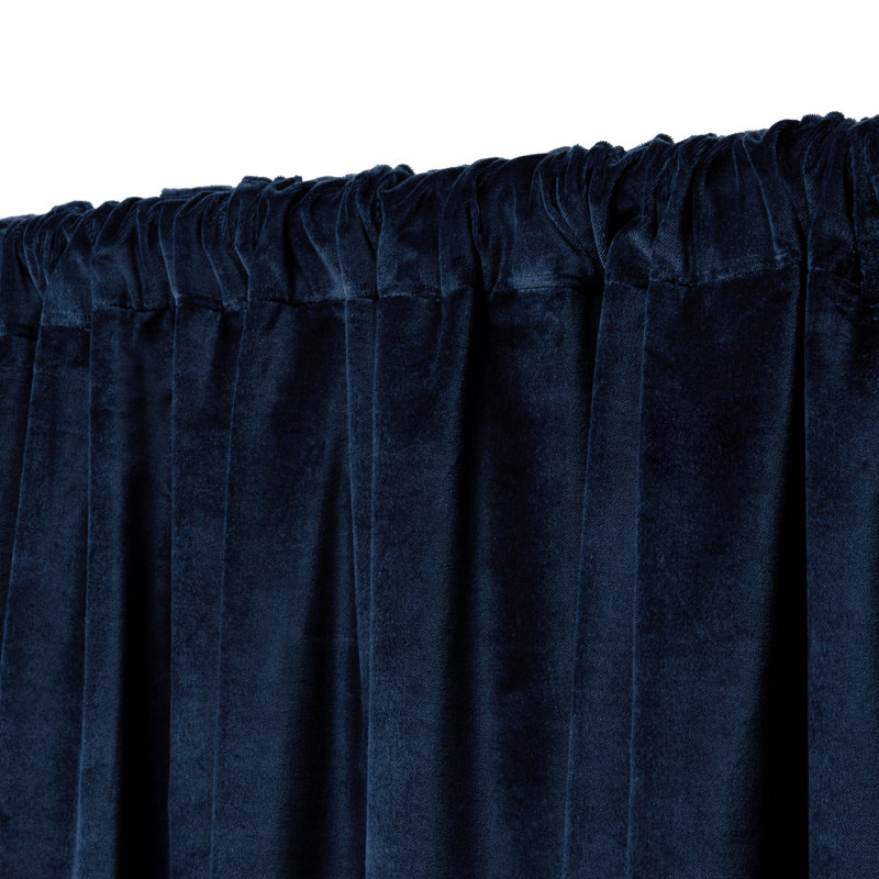 Navy Velvet Blackout Pleated Curtain Panel 52" x 96"