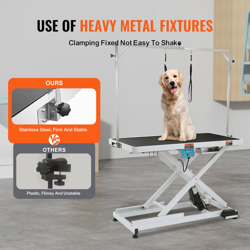 White Adjustable Stainless Steel Electric Pet Grooming Table