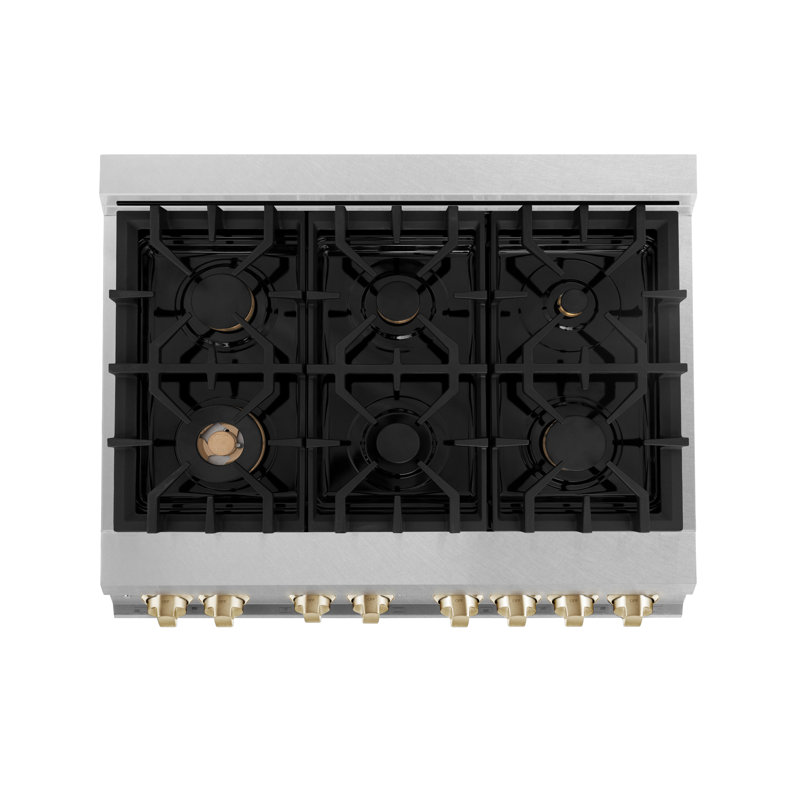 ZLINE Autograph 36" Legacy Dual Fuel Range, Gold Satin Stainless Steel