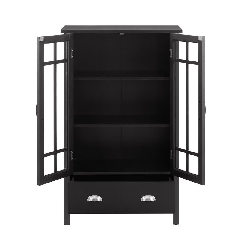 Muril Accent Cabinet , Black, Brushed Nickel