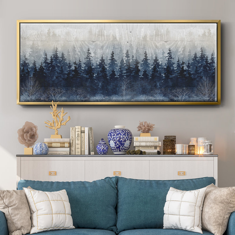 Misty Indigo Forest - toile encadrée, H 12 po x l 30 po