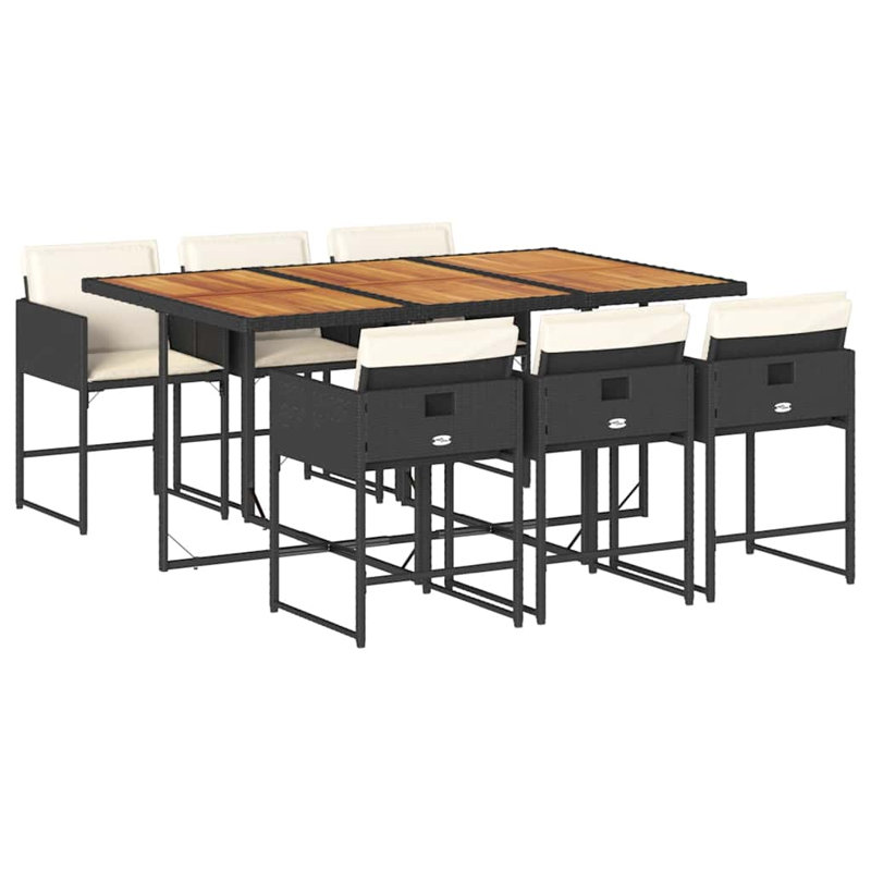 Patio Dining Set with, Cream White, Black