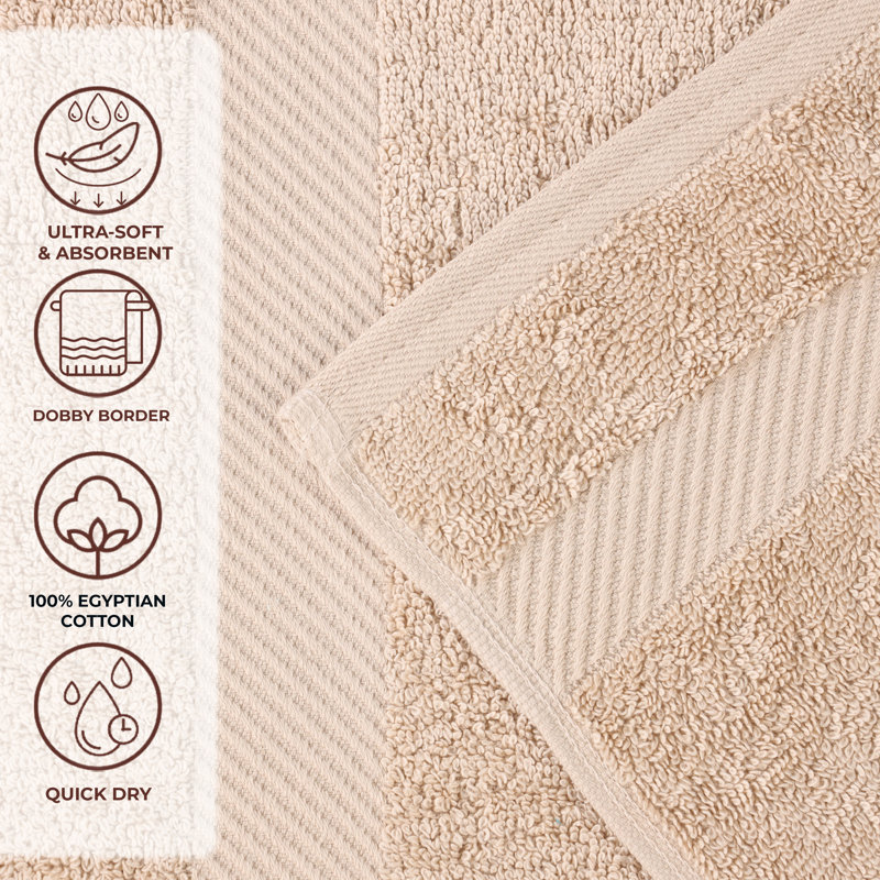 Rei Certified Egyptian Cotton Medium Weight Solid Luxury 2 Piece Bath Sheet Set, Fawn