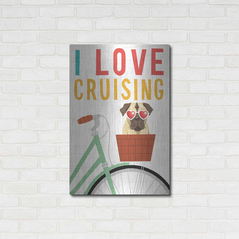 «Beach Bums Pug Bicycle I Love» par Michael Mullan, H 36 po x l 24 po
