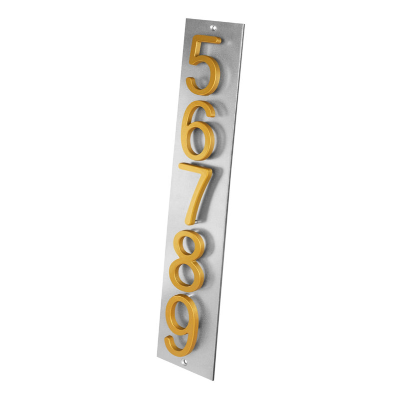 Plaque d'adresse verticale Amgo, Argent argent, Doré, Oui