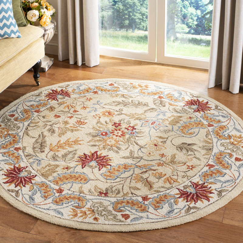 Chelsea Oriental Area Rug In Ivory, Round 122 cm