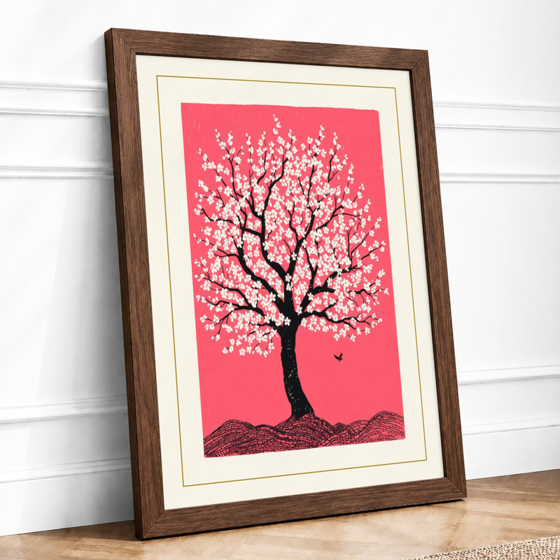 Blossom Tree And Bird Botanical - Print, Walnut, A1 - 84.1 x 59.4 cm
