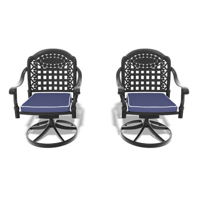 Outdoor Cast Aluminum Swivel Chairs  2Pcs , Black Frame, Comfortable Random Color Seat Covers 2Pcs Patio With Frames And - Cushions