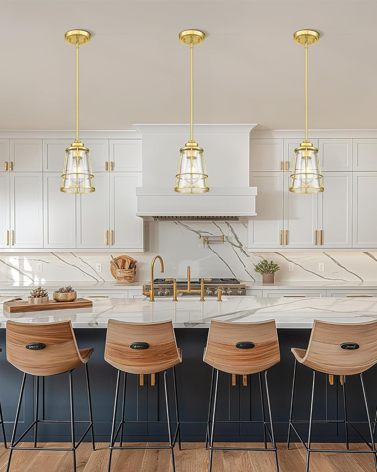 Mercer41 Modern Cage Pendant Lights With Clear Glass Shade, Polished — free download