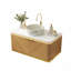 Meuble-lavabo de salle de bain 36 po DIPA, armoire de rangement en contreplaqué flottant, tiroir avec poignée et capteur de lumière, vasque en céramique à motif de pierre et plateau en pierre frittée, pré-assemblé-125515204-125515200