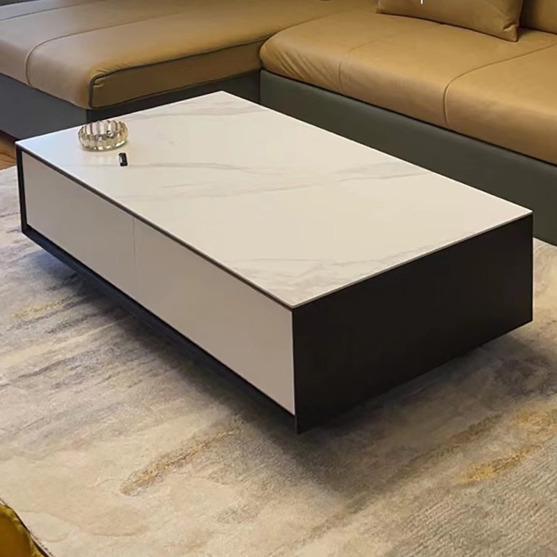 High-end solid wood rock panel coffee table, 14.2" H x 47.2" L x 23.6" W