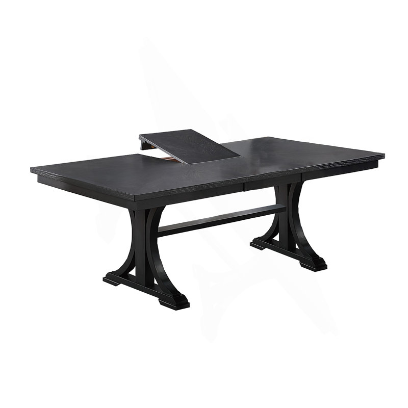 Table rectangulaire de salle à manger en bois de couleur gris anthracite classique