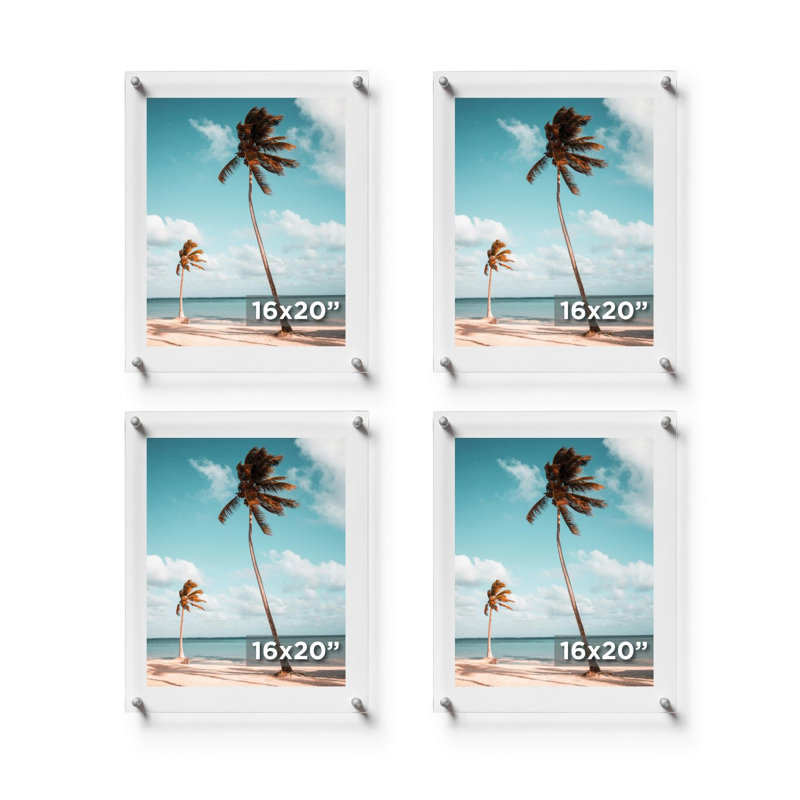 Ensemble de 4 cadres photo Cool Cool, 16 po x 20 po, Transparent / Argent