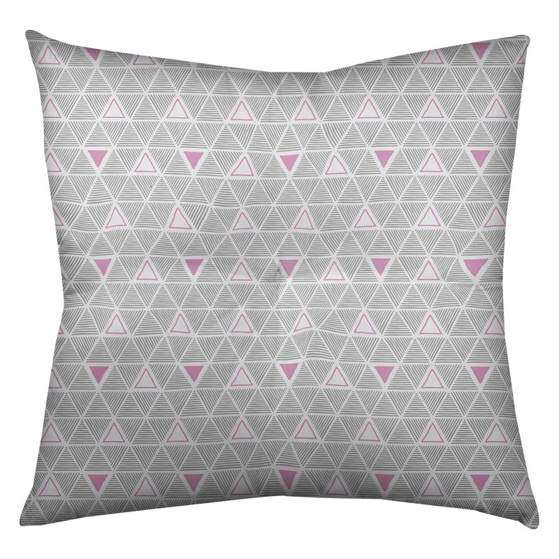 Coussin de sol classique à motif de triangles dessinés à la main, 26 po x 26 po, Accent rose