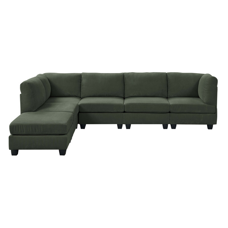 Corduroy Sectional Reversible, Dark Green