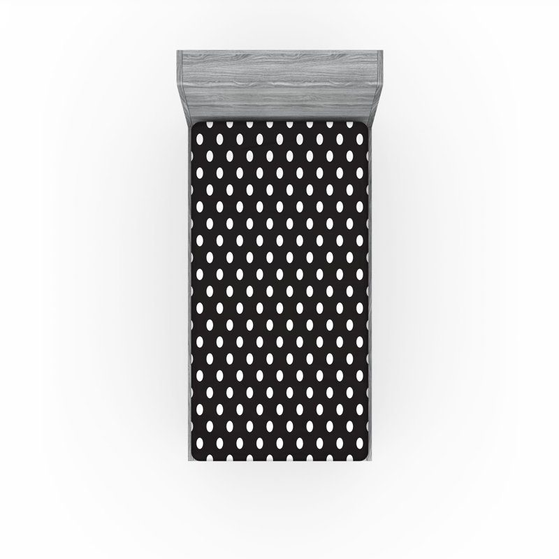 Drap-housse orange Ambesonne, Drap-housse pour lit simple TG, Gris anthracite / pois blancs