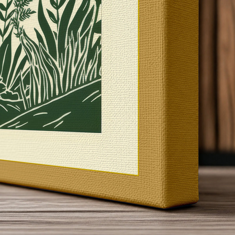 Garden Study Botanical - Wrapped Canvas, 30x20 - 76.2 x 50.8 cm, Ochre Border