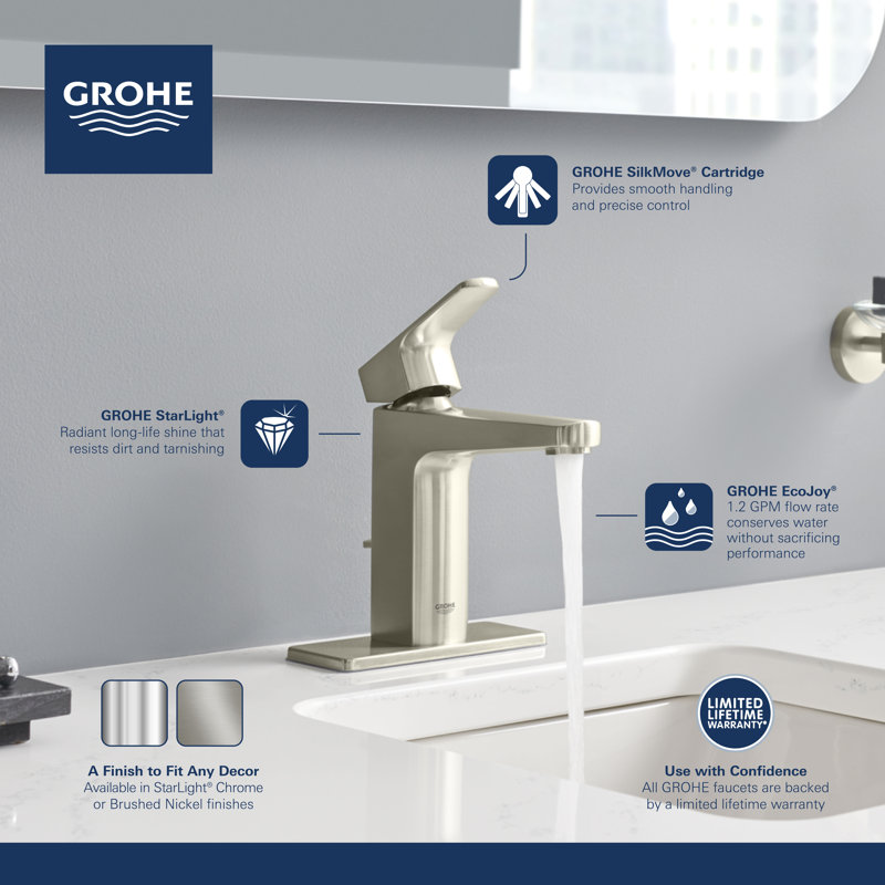 Tallinn Single Hole Bathroom Faucet, Brushed Nickel