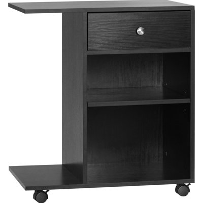 Rolling Printer Cart With Adjustable Shelf And Plentiful Storage For Office Speakers Copiers Mobile Table Sufficient Supplies