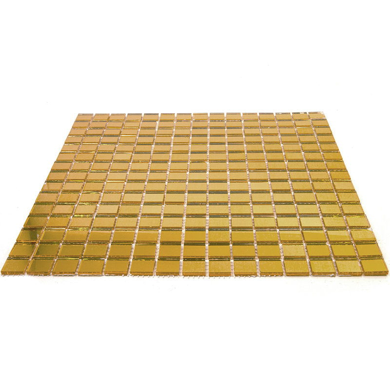 Altin 0.8" x 0.8" Glass Grid Mosaic Wall & Floor Tile, Gold