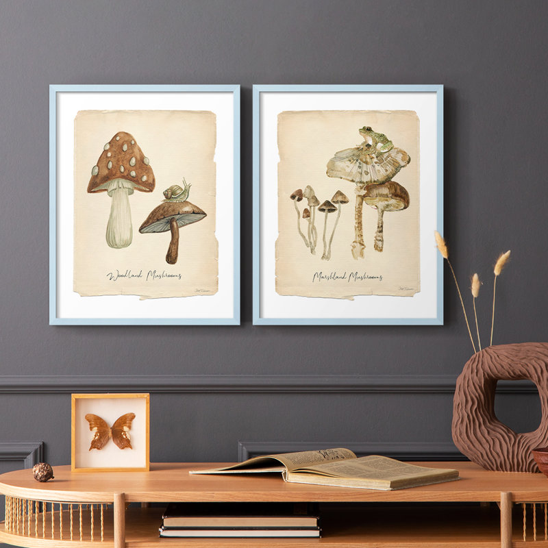 Champignons des bois - Impression encadrée de qualité supérieure - Prêt à être accroché - aucun clou requis - aucun clou requis