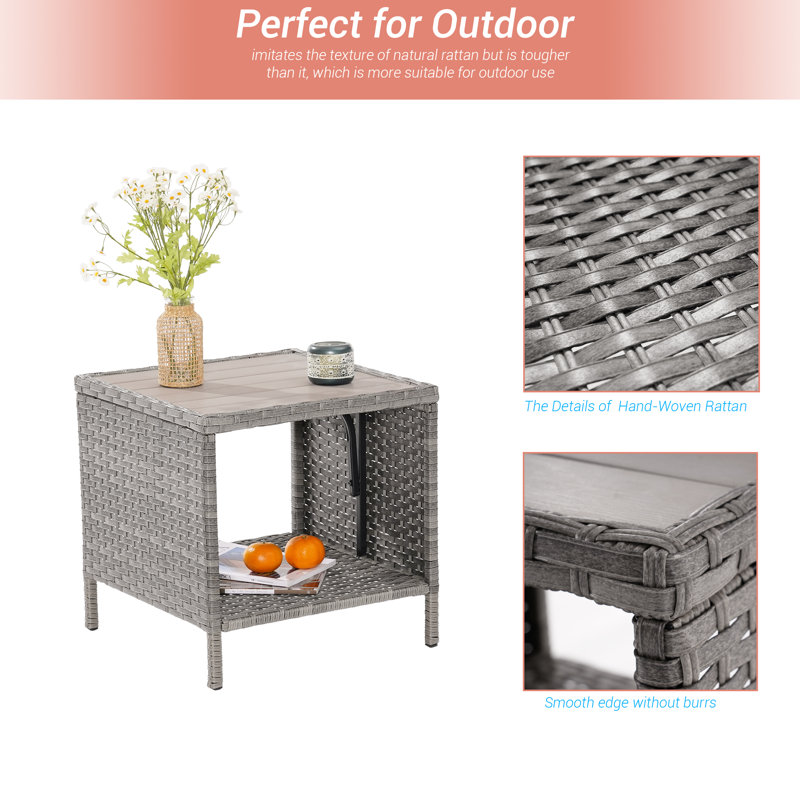 Askwith Square 18'' L x 18'' W Outdoor Side Table, Gray