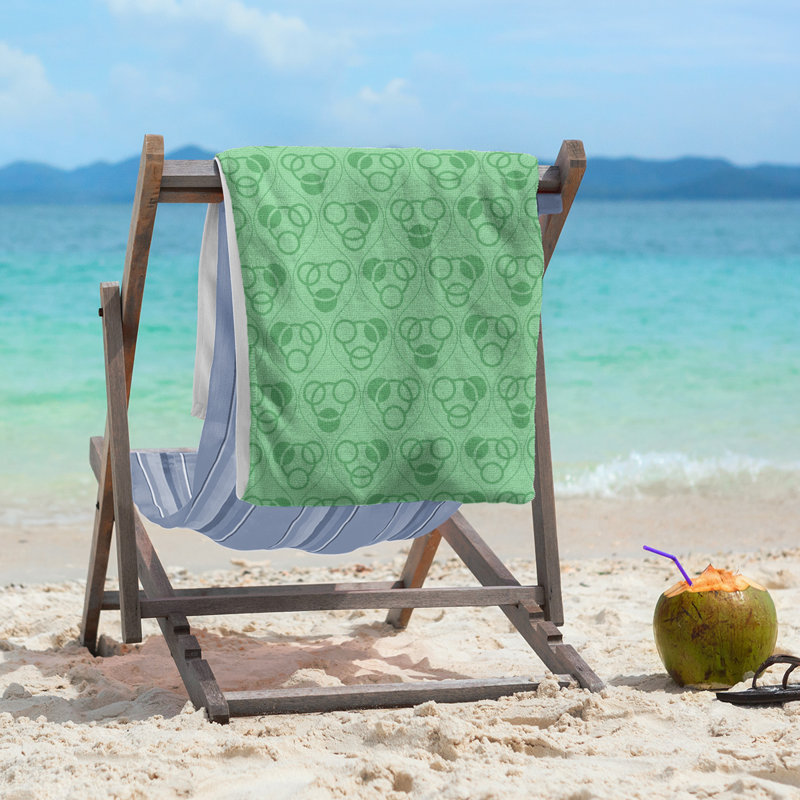 Serviette de plage à motif de cercles et de vagues Classic, Vert